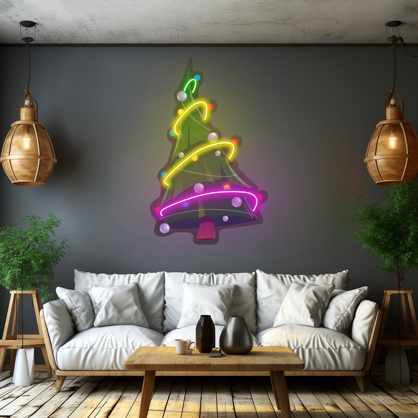 Colorful Christmas Tree Led Neon Acrylic Artwork For Sale - Shineneon