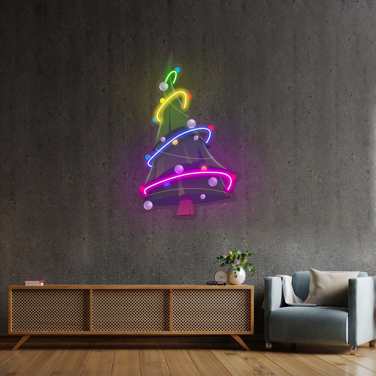 Colorful Christmas Tree Led Neon Acrylic Artwork For Sale - Shineneon
