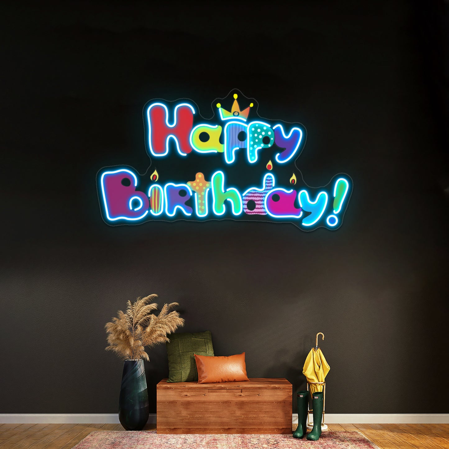 Colorful Happy Birthday Wall Artwork Neon Signs