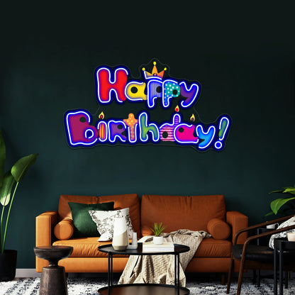 Colorful Happy Birthday Wall Artwork Neon Signs