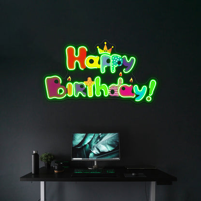 Colorful Happy Birthday Wall Artwork Neon Signs