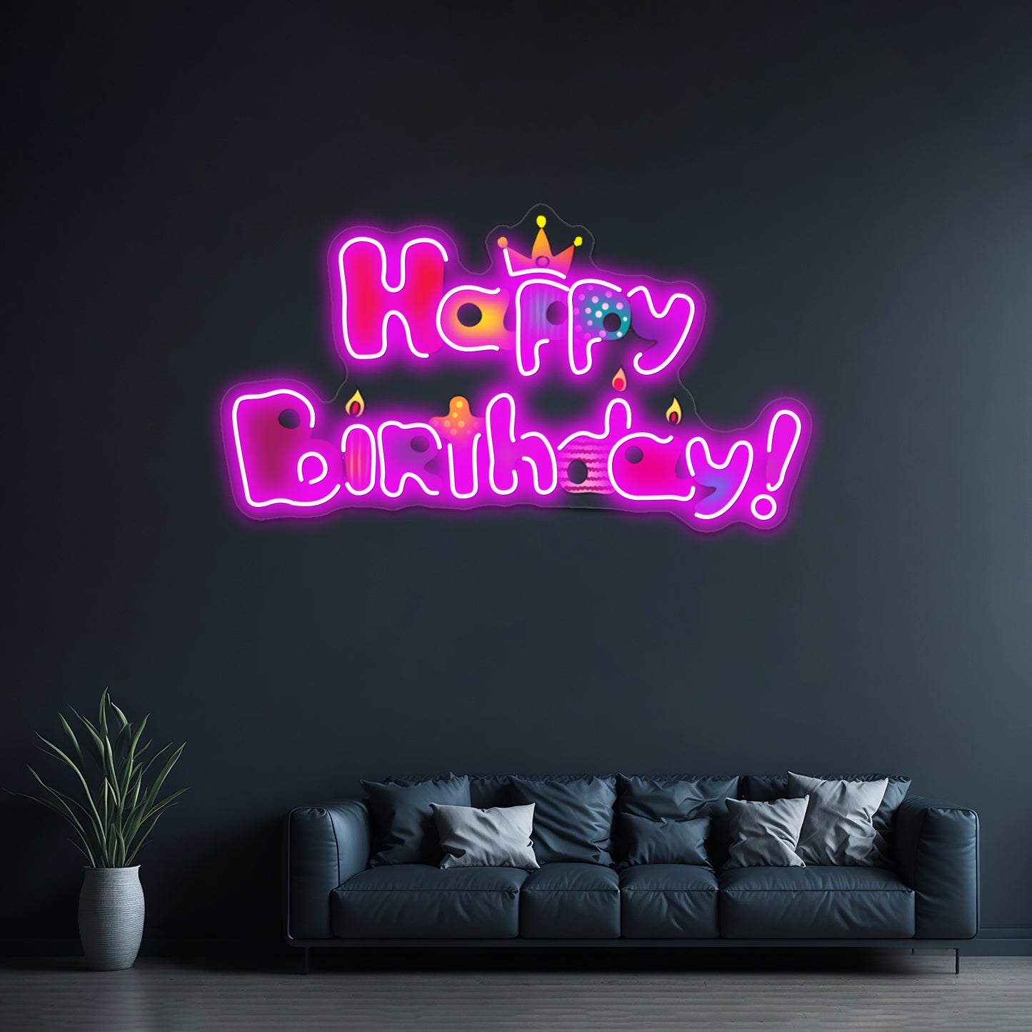 Colorful Happy Birthday Wall Artwork Neon Signs