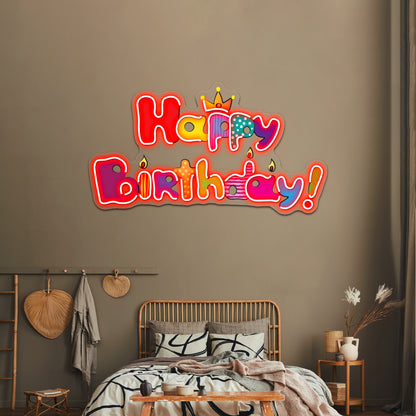 Colorful Happy Birthday Wall Artwork Neon Signs