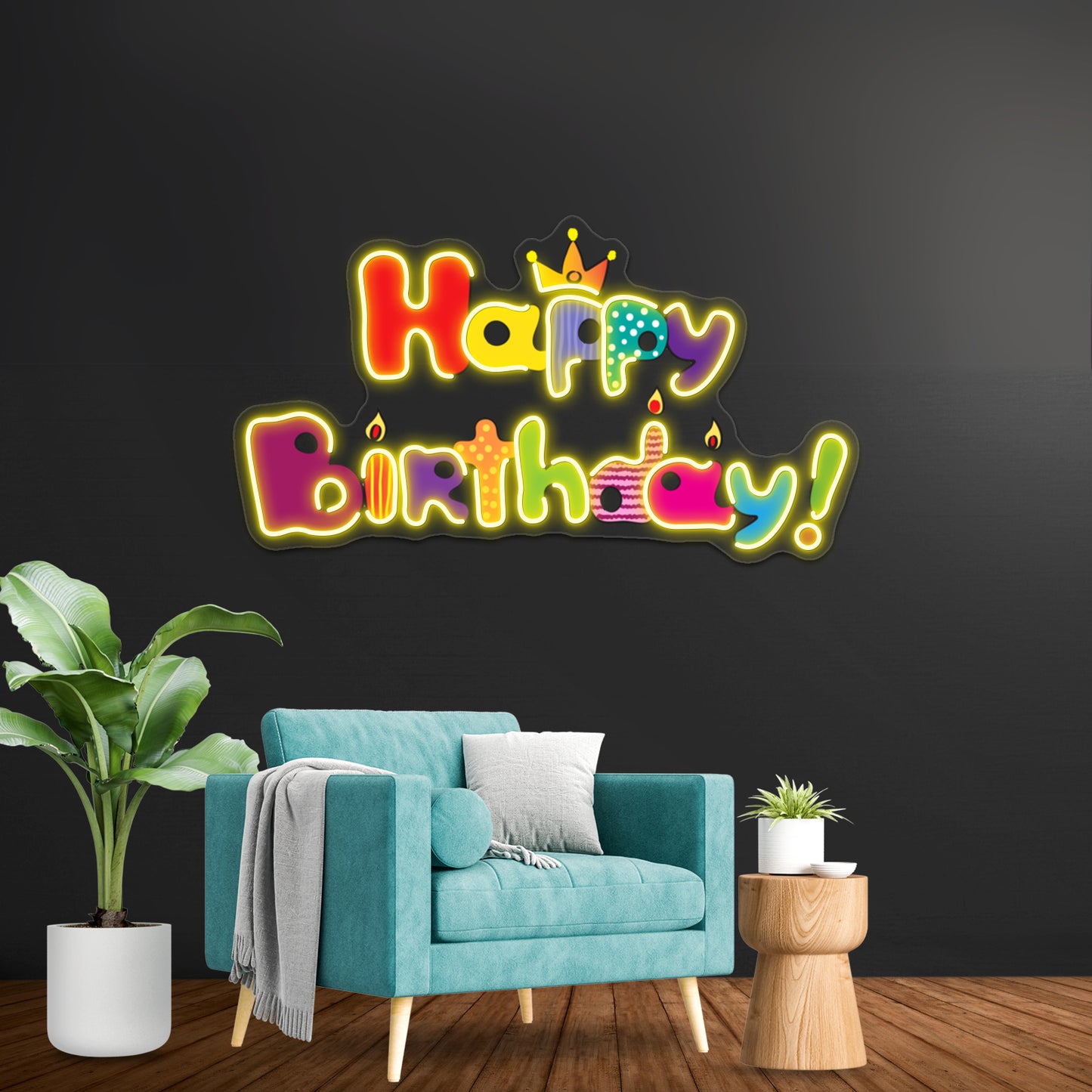 Colorful Happy Birthday Wall Artwork Neon Signs