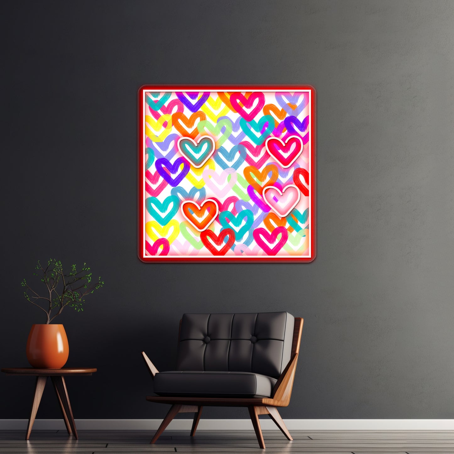 Colorful Heart Abstract Wall Artwork Neon Signs