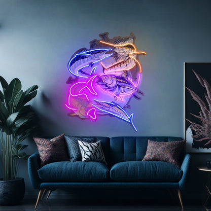 Colorful Ocean Fishing Led Neon Sign Light Custom Led Signs - Shineneon