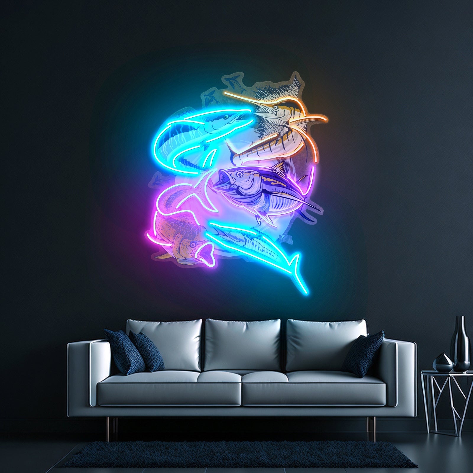 Colorful Ocean Fishing Led Neon Sign Light Custom Led Signs - Shineneon
