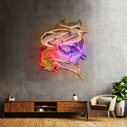 Colorful Ocean Fishing Led Neon Sign Light Custom Led Signs