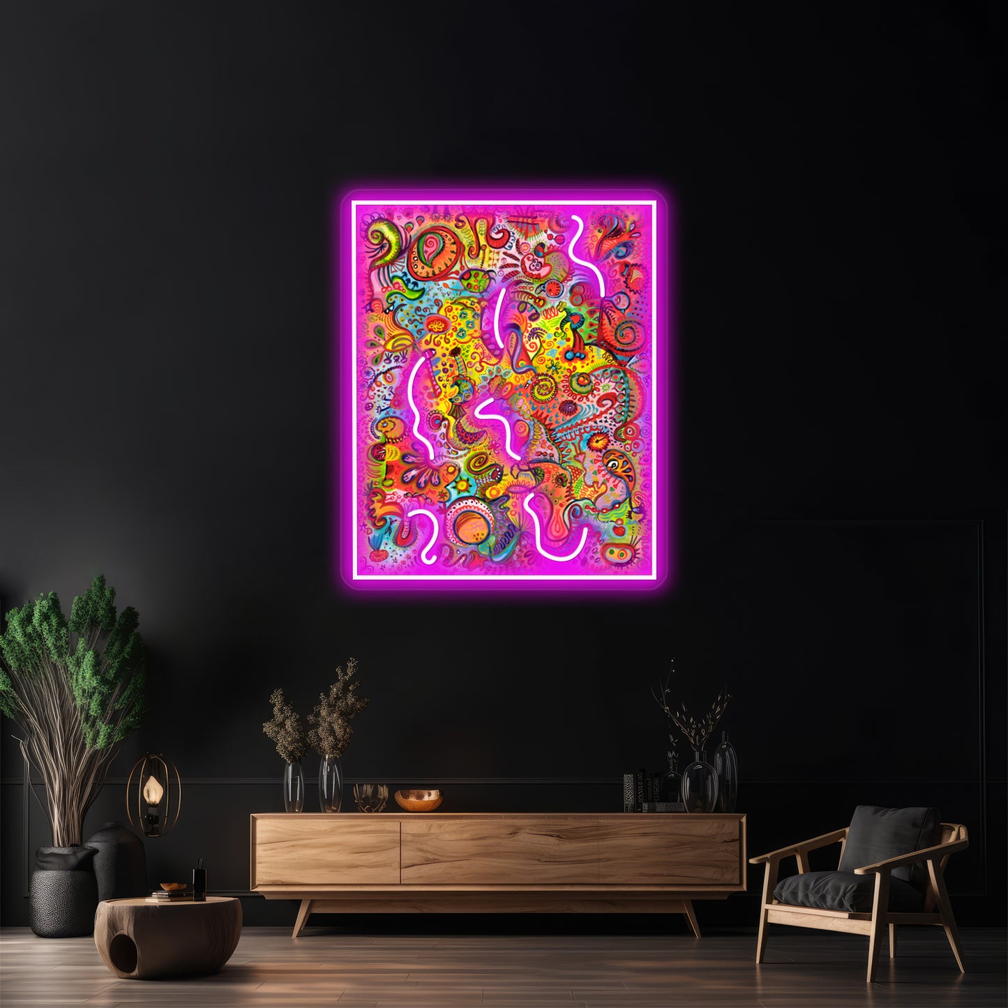 Colorful Psychedelic Abstract Art Reality Wall Artwork Neon Signs