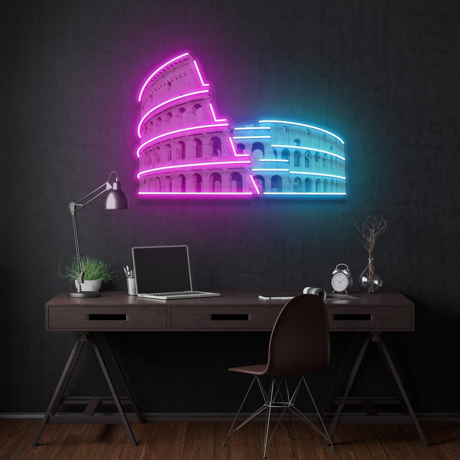 Colosseum Pink Blue Uv Printed Led Neon Sign Wall Art Home Decor | Shineneon