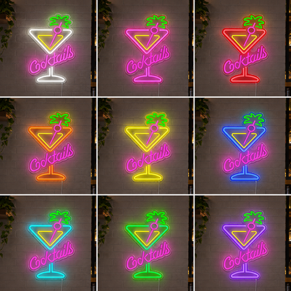 Colourful Cocktail Neon Sign LED Bar Light For Home Pub Party Decor LED Neon Sign color grid