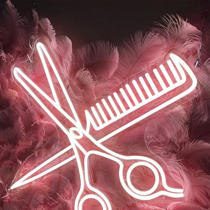 Comb And Scissors Add A Touch Of Neon Style To Your Space | Shineneon