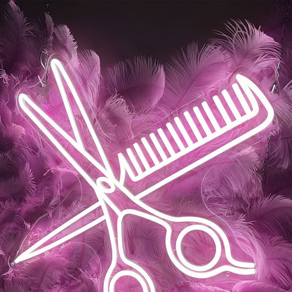 Comb And Scissors Add A Touch Of Neon Style To Your Space | Shineneon