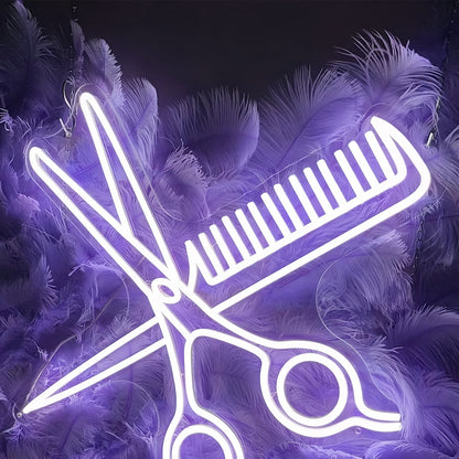 Comb And Scissors Add A Touch Of Neon Style To Your Space | Shineneon