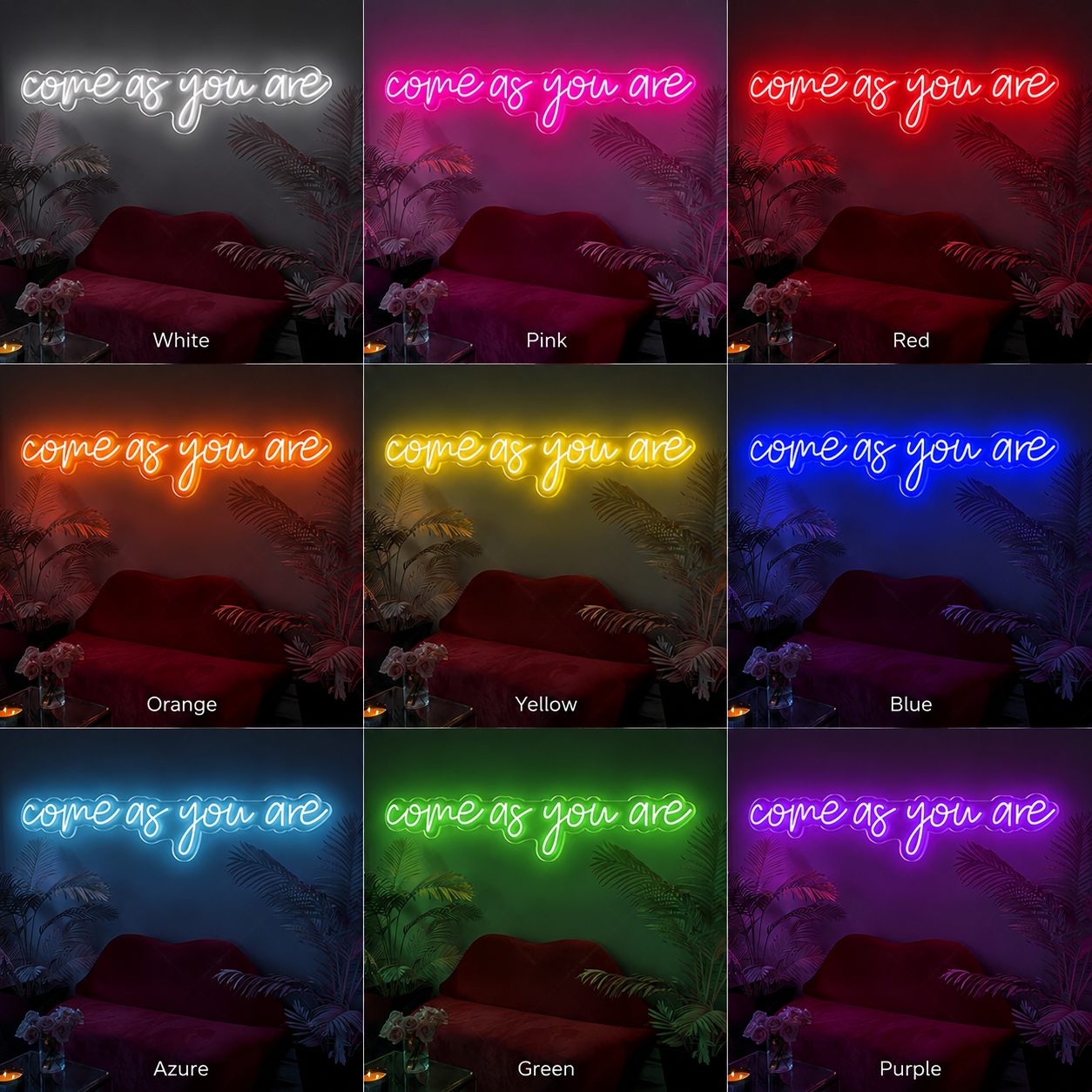 Come As You Are Wall Decor LED Neon Sign - 05 Color Grid