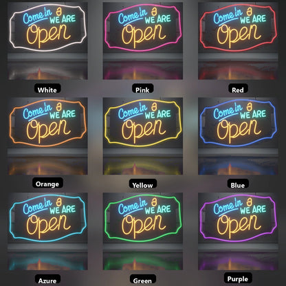 Come In We Are Open Business LED Neon Sign - 05 Color Grid