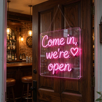 Come In We're Open LED Neon Sign - 03 Real Lifestyle Scene