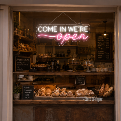 Come In We're Open LED Neon Sign Home Decor - 03 Real Lifestyle Scene