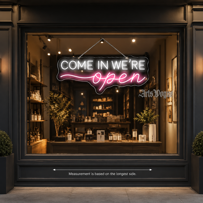 Come In We're Open LED Neon Sign Home Decor - 04 Size Image
