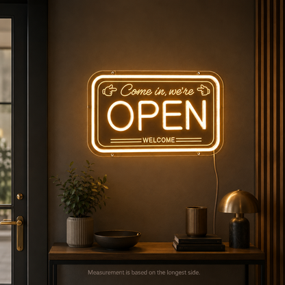 Come In We're Open LED Neon Sign Home Wall Art - 04 Size Image