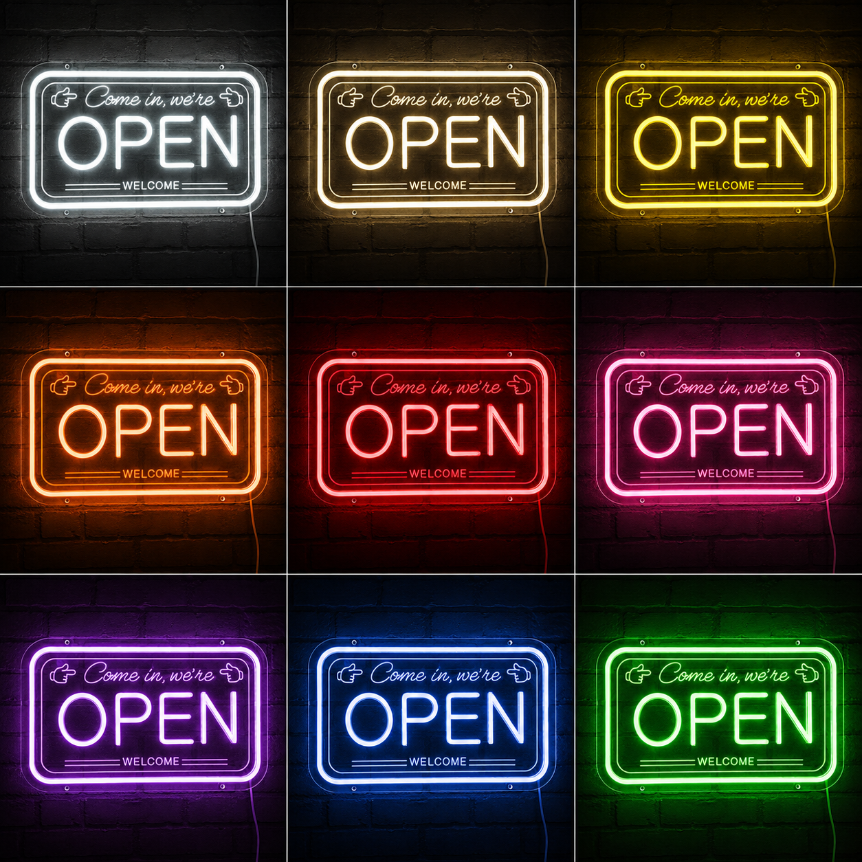 Come In We're Open LED Neon Sign Home Wall Art - 05 Color Grid