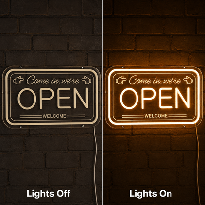 Come In We're Open LED Neon Sign Home Wall Art - 06 Day Night Comparison