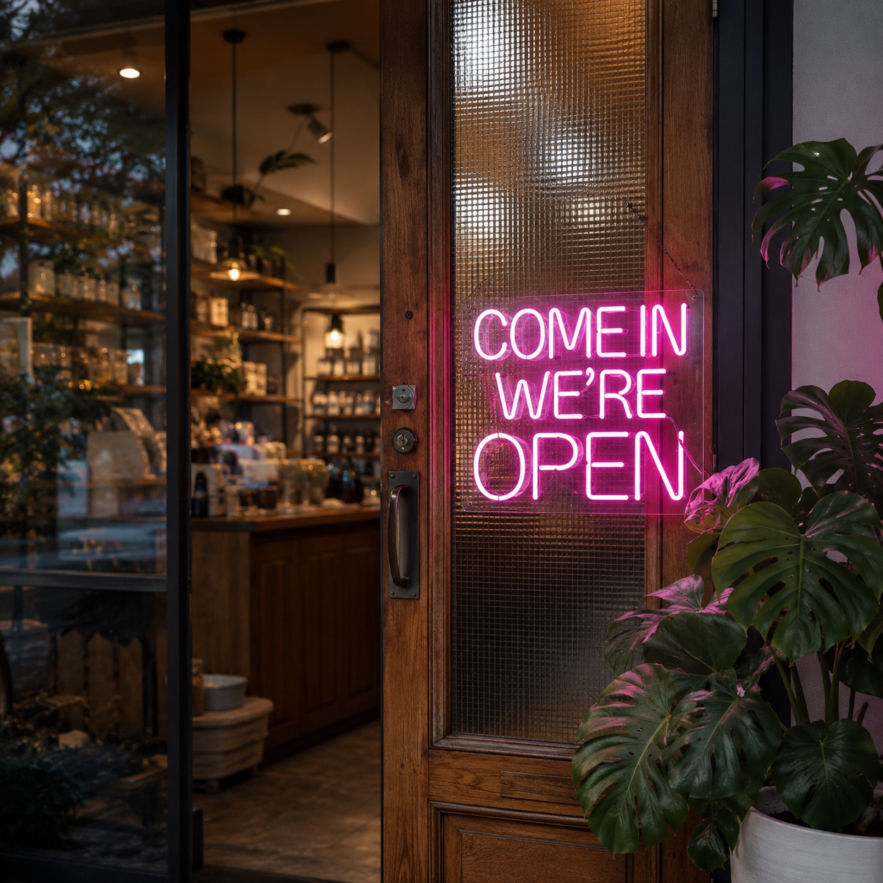 Come In We're Open LED Neon Sign Wall Neon Sign - 03 Real Lifestyle Scene