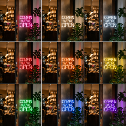 Come In We're Open LED Neon Sign Wall Neon Sign - 05 Color Grid