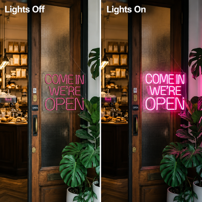 Come In We're Open LED Neon Sign Wall Neon Sign - 06 Day Night Comparison
