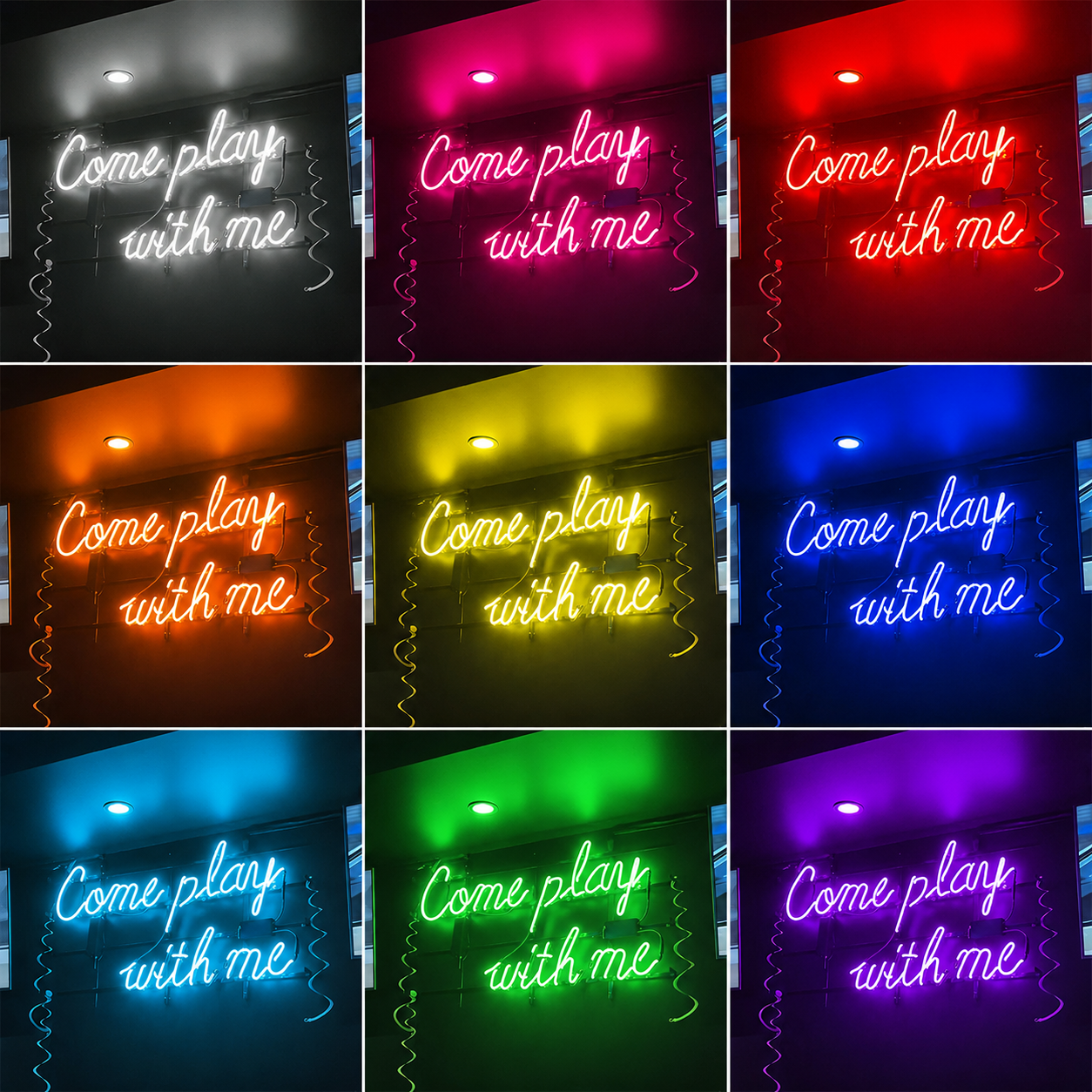 Come Play LED Neon Sign - 05 Color Grid
