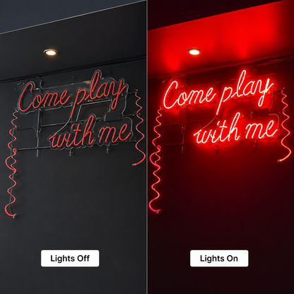 Come Play LED Neon Sign - 06 Day Night Comparison