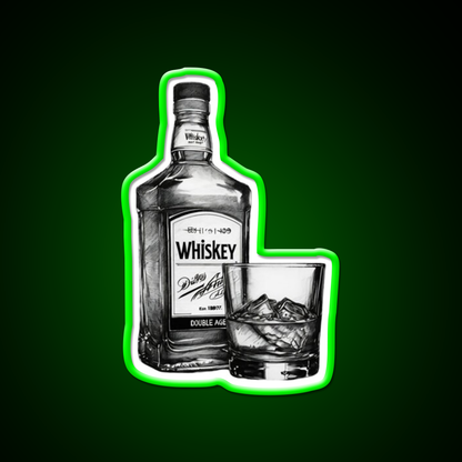 Comic Style Whiskey Bottle Man Cave Bar Led Neon Sign Rgb Color