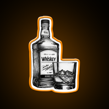 Comic Style Whiskey Bottle Man Cave Bar Led Neon Sign Rgb Color