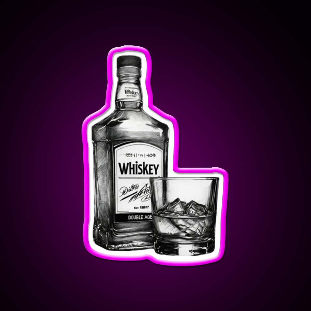 Comic Style Whiskey Bottle Man Cave Bar Led Neon Sign Rgb Color