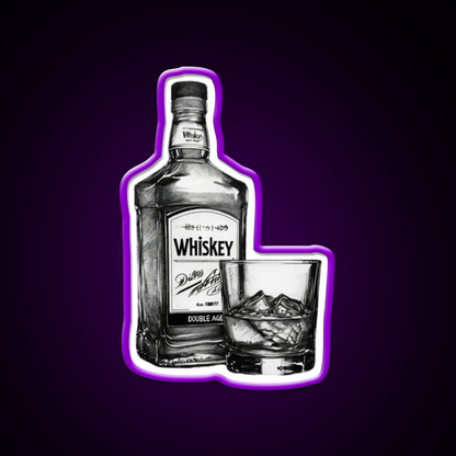 Comic Style Whiskey Bottle Man Cave Bar Led Neon Sign Rgb Color