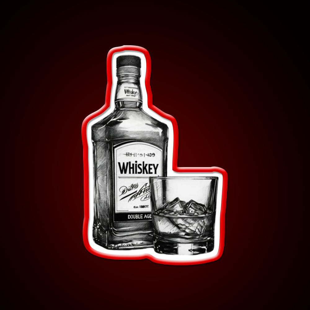 Comic Style Whiskey Bottle Man Cave Bar Led Neon Sign Rgb Color