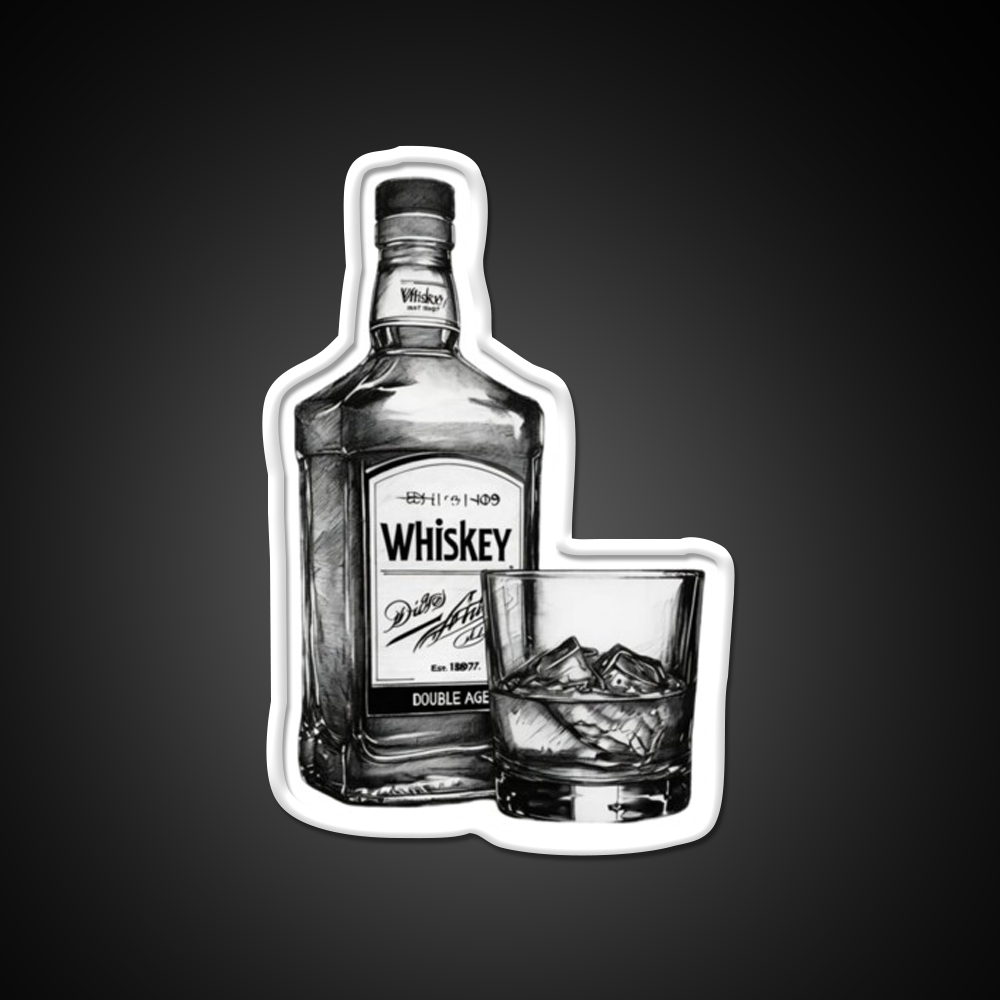 Comic Style Whiskey Bottle Man Cave Bar Led Neon Sign Rgb Color