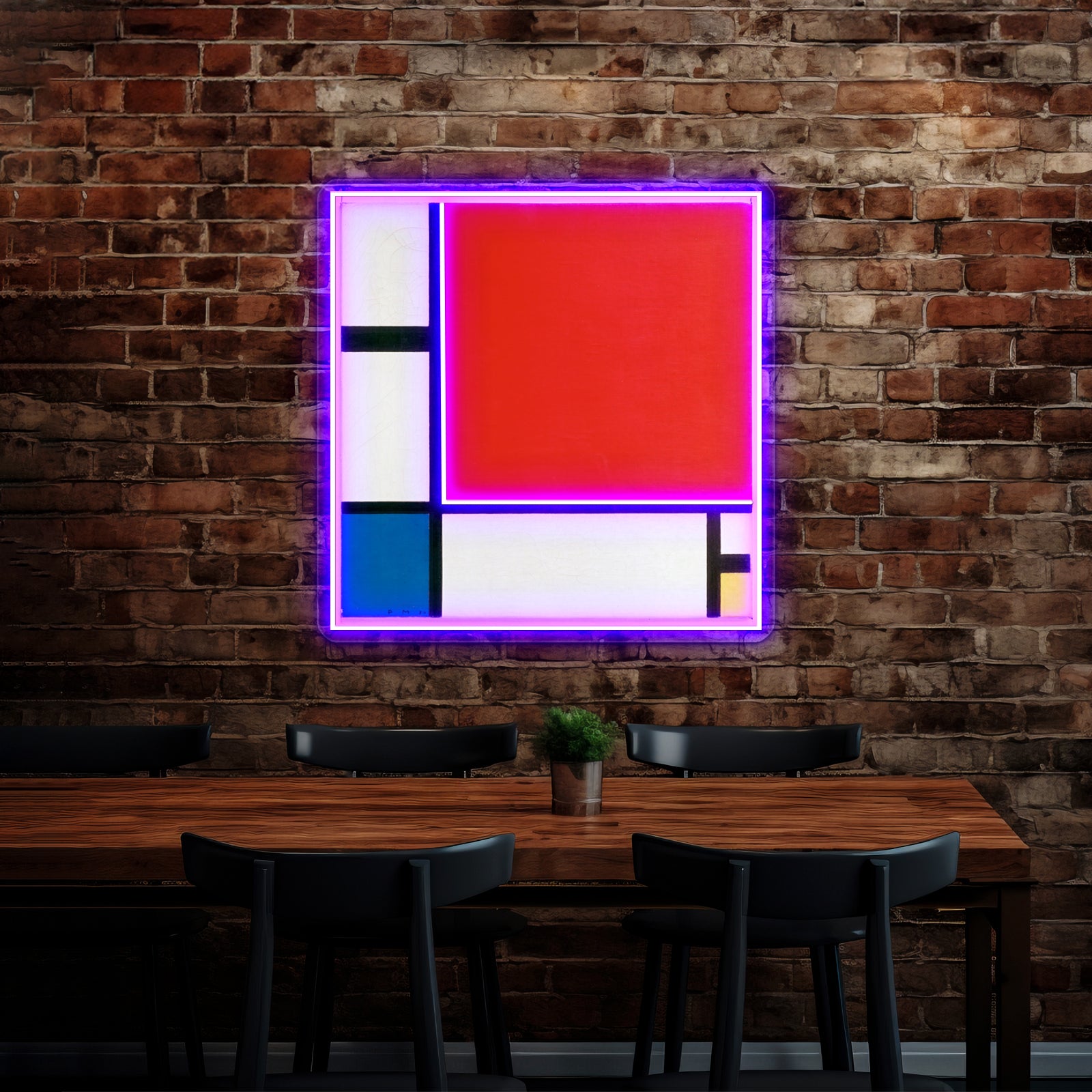 Composition Ii In Red Blue And Yellow By Piet Mondrian 1930 Wall Artwork Neon Signs | Shineneon