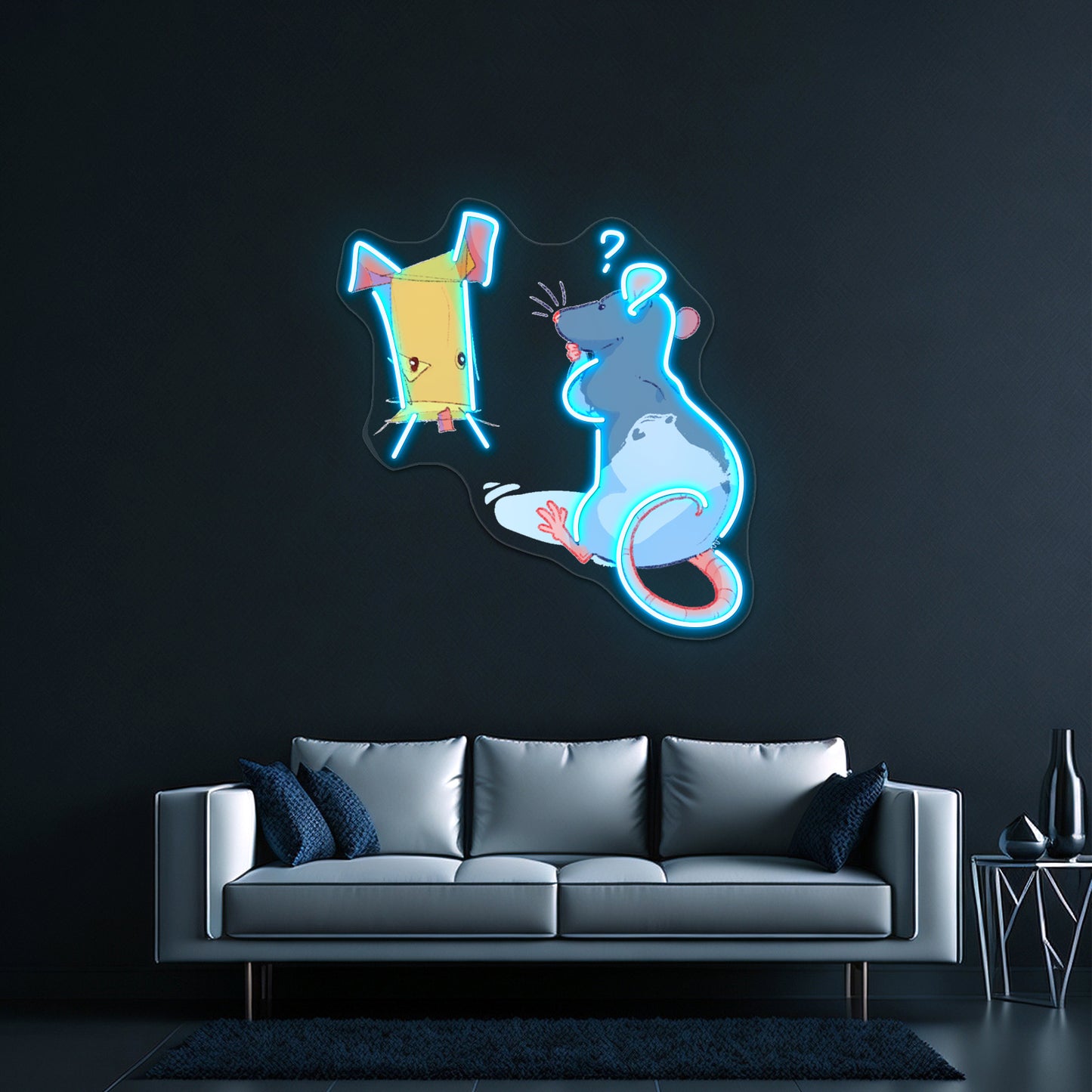 Confused Rat Wall Artwork Neon Signs