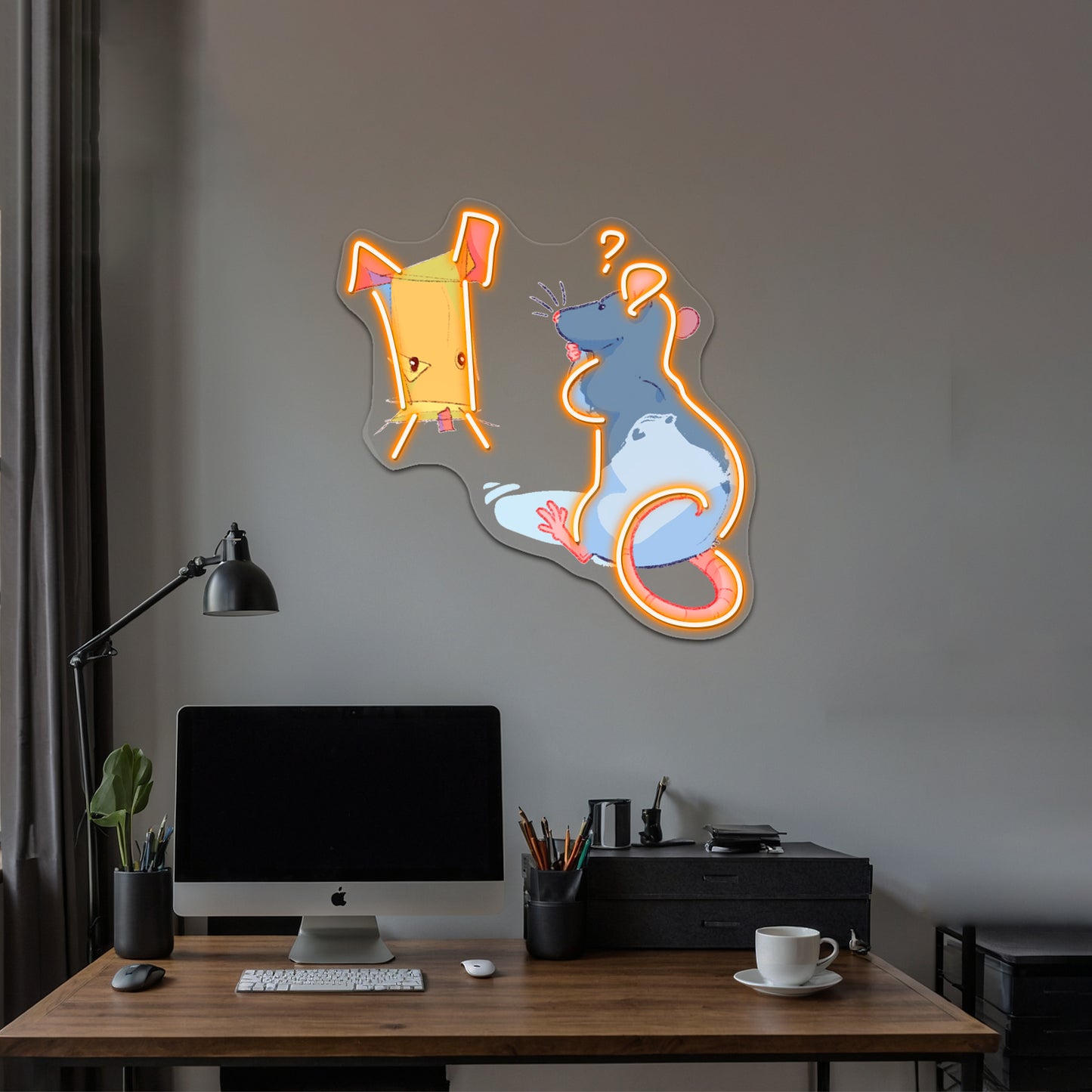 Confused Rat Wall Artwork Neon Signs