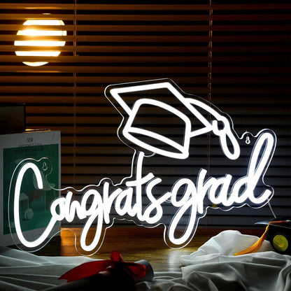 Congrats Grad Neon Sign Led Light Sign Background Wall Art Decoration For Graduation Party | Shineneon