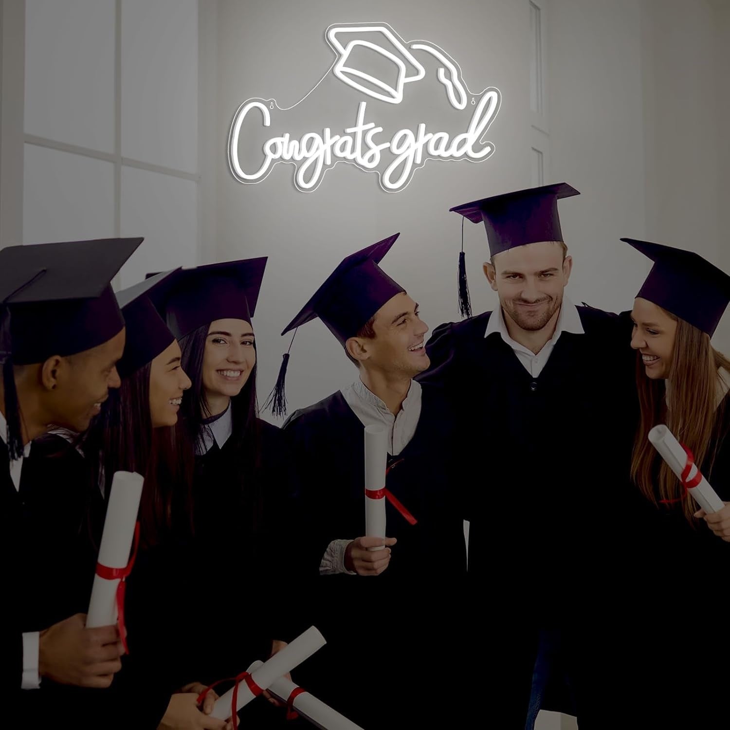 Congrats Grad Neon Sign Led Light Sign Background Wall Art Decoration For Graduation Party | Shineneon