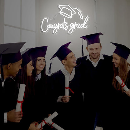 Congrats Grad Neon Sign Led Light Sign Background Wall Art Decoration For Graduation Party | Shineneon