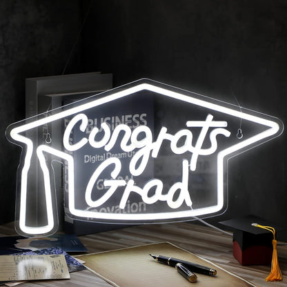 Congrats Grad Neon Sign Lighted Wall Art Decoration Congrats Led Neon Light | Shineneon