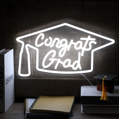 Congrats Grad Neon Sign Lighted Wall Art Decoration Congrats Led Neon Light | Shineneon