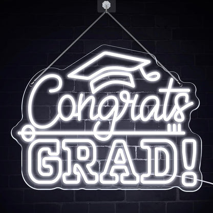 Congrats Grad Neon Sign With Graduation Cap Class Light Up Sign For Wall Decor | Shineneon