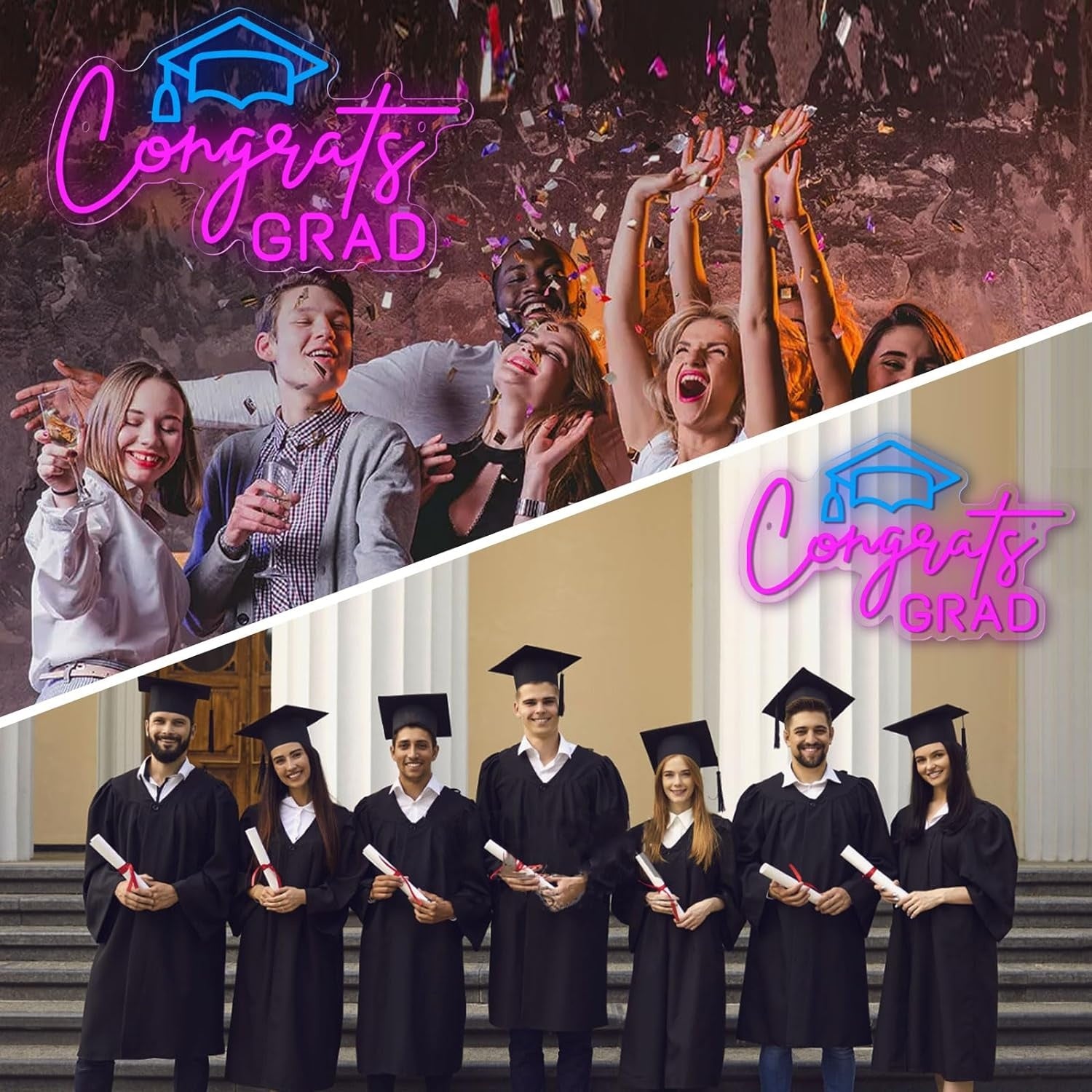 Congrats Grad Neon Signs Dimmable Led Light Sign For Wall Decor | Shineneon