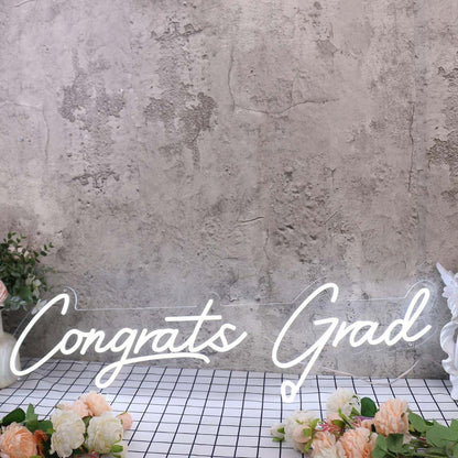 Congrats Grad White Led Neon Sign - Shineneon