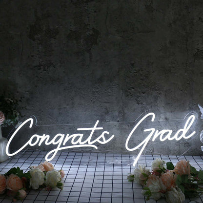 Congrats Grad White Led Neon Sign - Shineneon