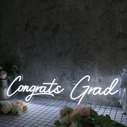 Congrats Grad White Led Neon Sign - Shineneon